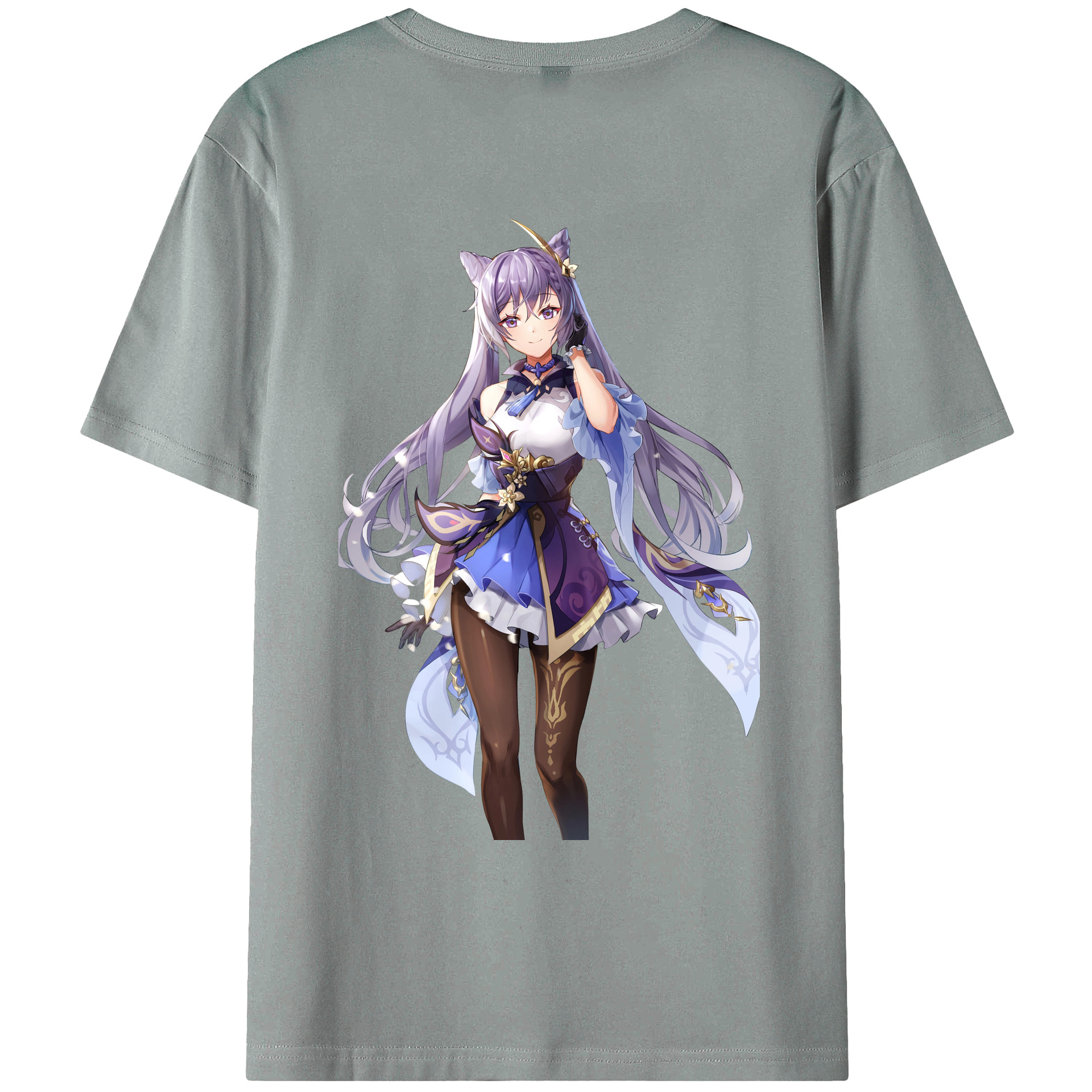 げんし神 刻晴 こくせい genshin Kokusei 綿100％ メンズ半袖Tシャツ（バックプリント） 通気性